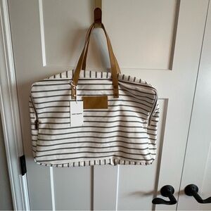 NWT, cozy earth, tote bag. Stripes, gray/white, School, Teacher, professional.